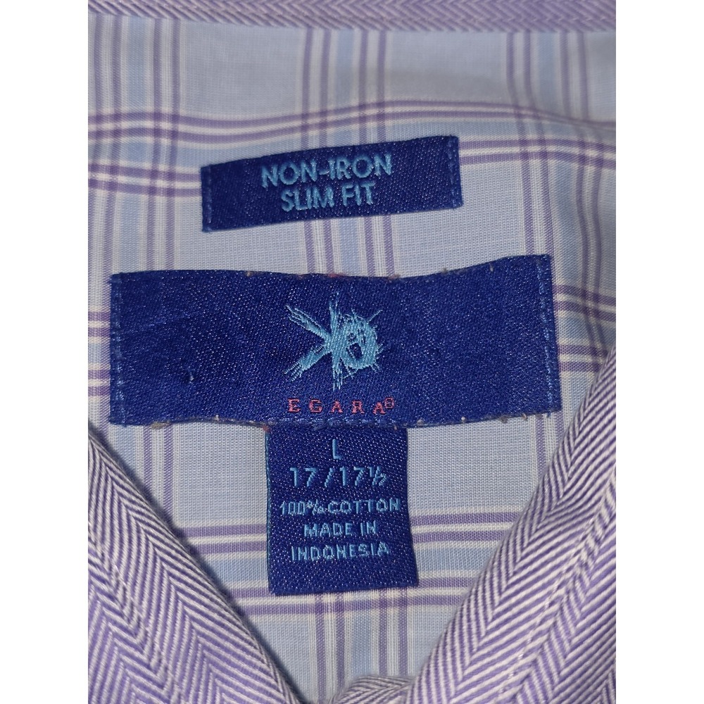Egara Non-Iron Slim Fit Men's Cotton Lot Of 2 Dress Shirts Multicolor L - Picture 6 of 16